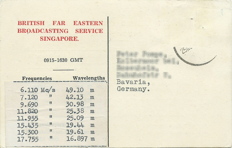 British Far East Broadcasting Service 1952