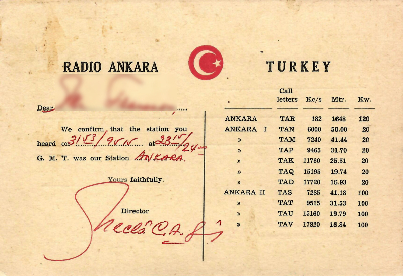 Radio Ankara, Turkey 1958