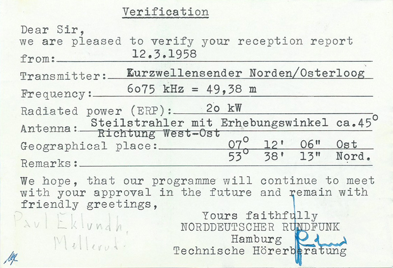 NDR West Germany 1958