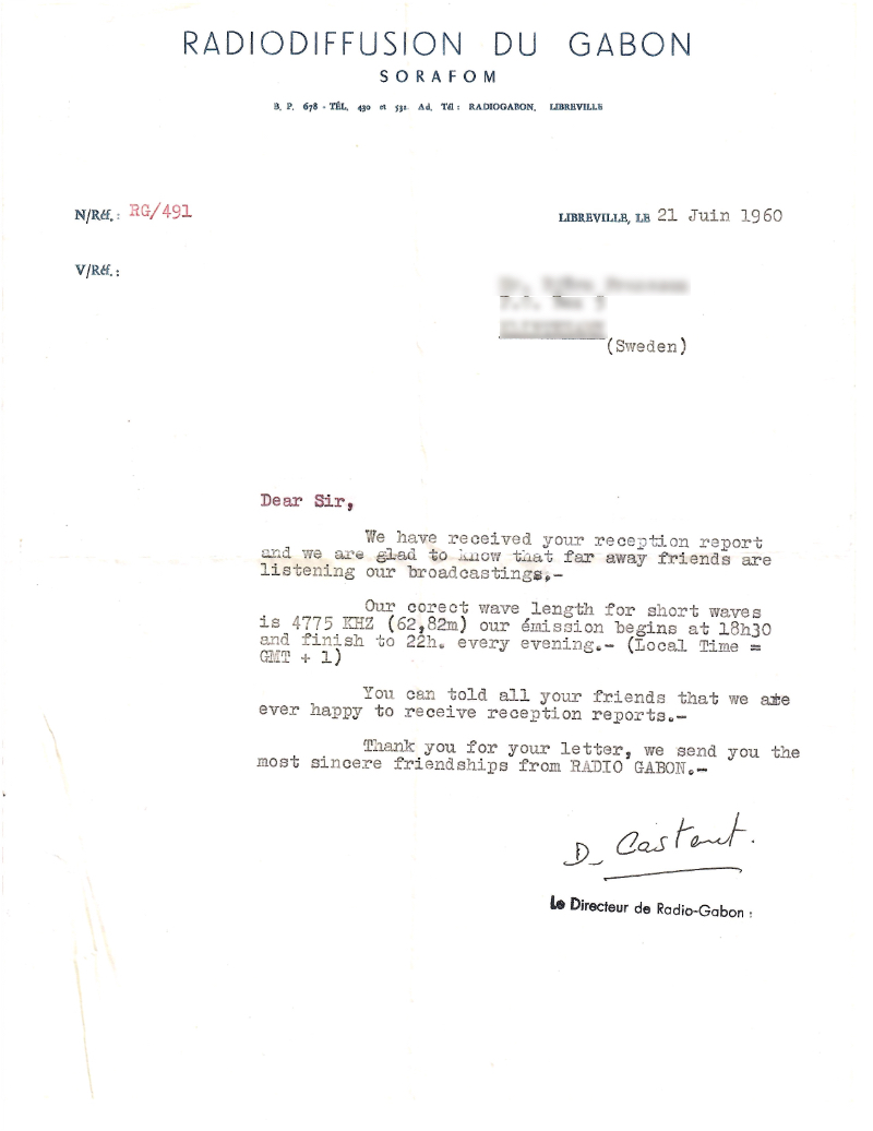 Radiodiffusion du Gabon, 1960