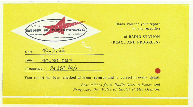 USSR Russia 1968 Radio Peace and Progress