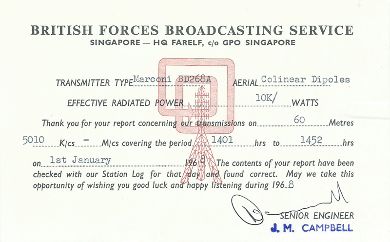 Singapore BFBS, 1968