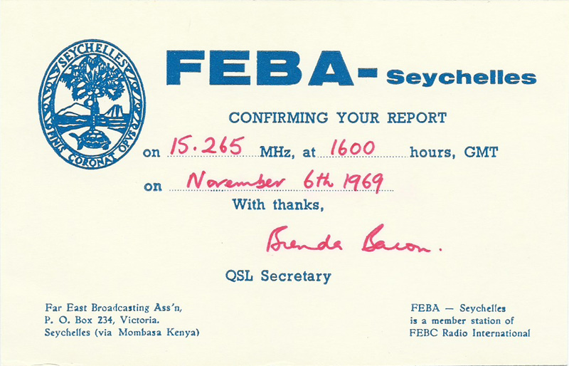 FEBA, Seychelles, 1969