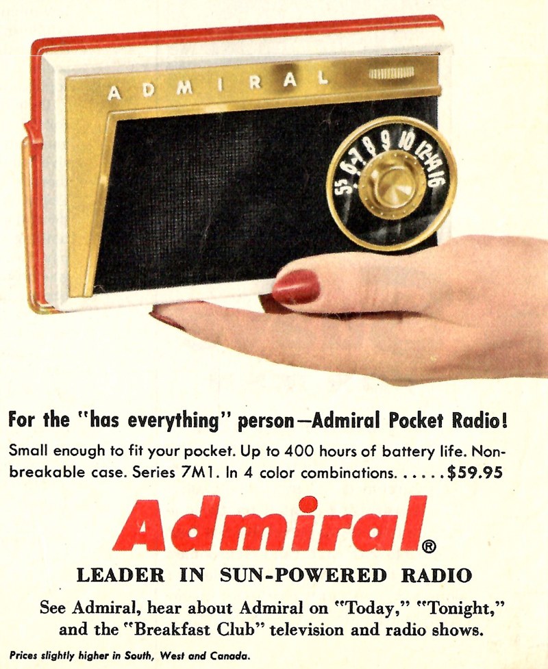Admiral radios ad, 1957