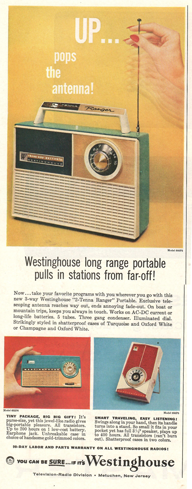 Westinghouse radios ad, 1958