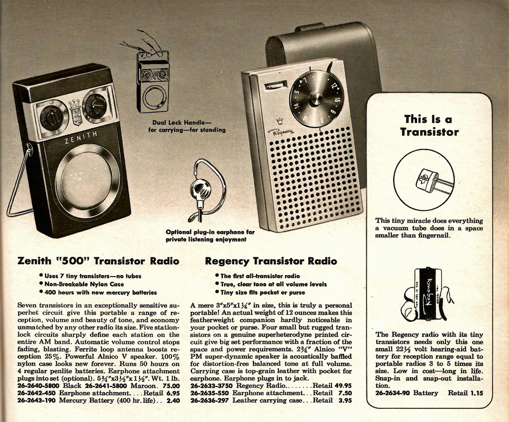 1956 Continental Products catalog, Regency TR-1 and Zenith 500