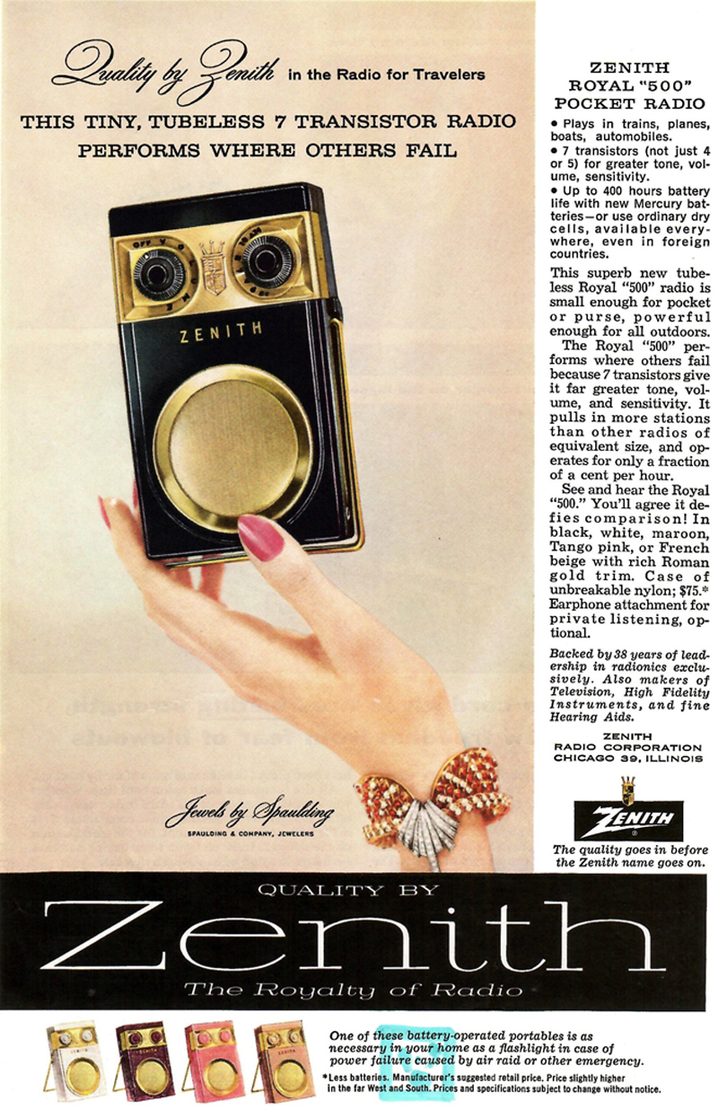 1956 Zenith Royal 500 ad