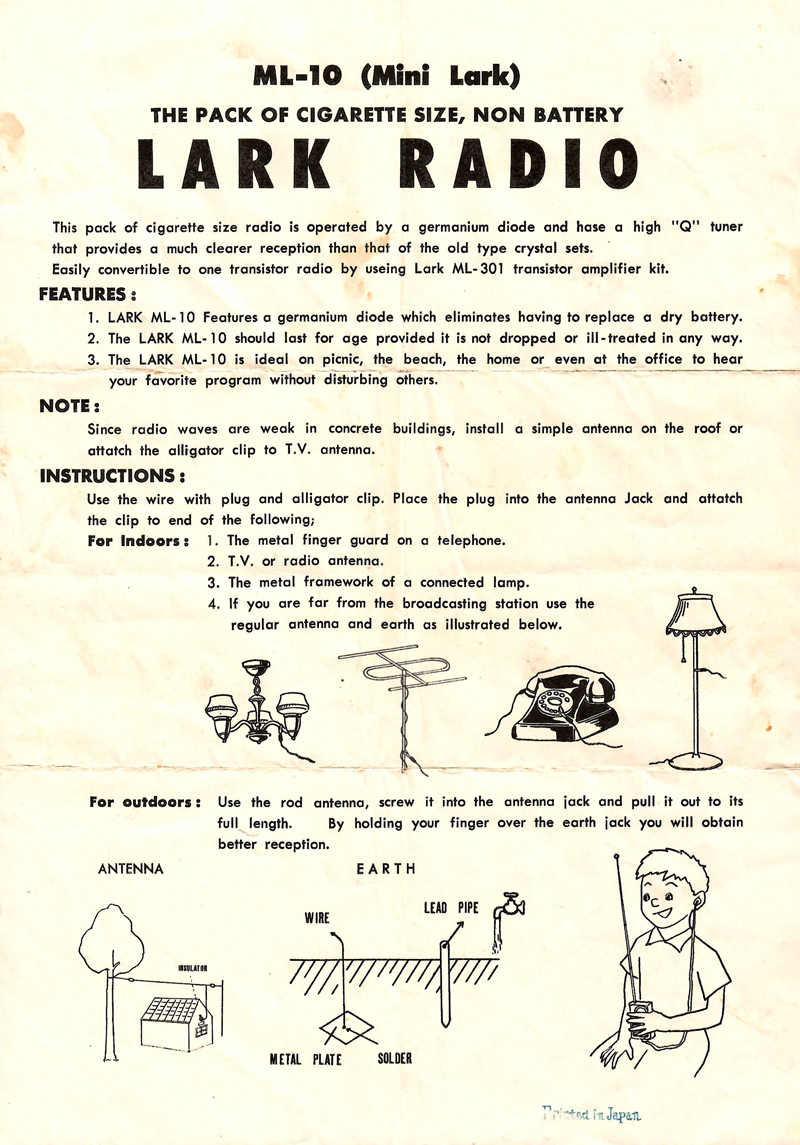 Lark ML-10 Germanium diode radio