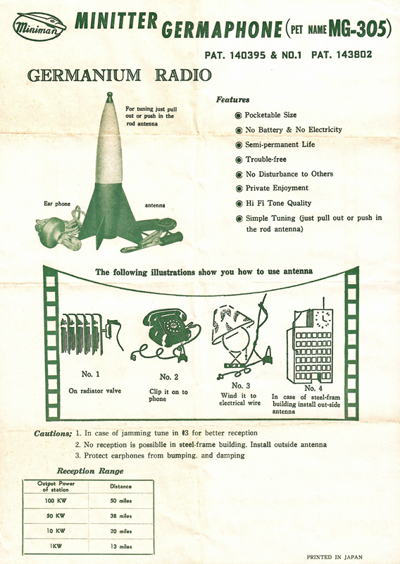 Minitter MG-305 instruction page
