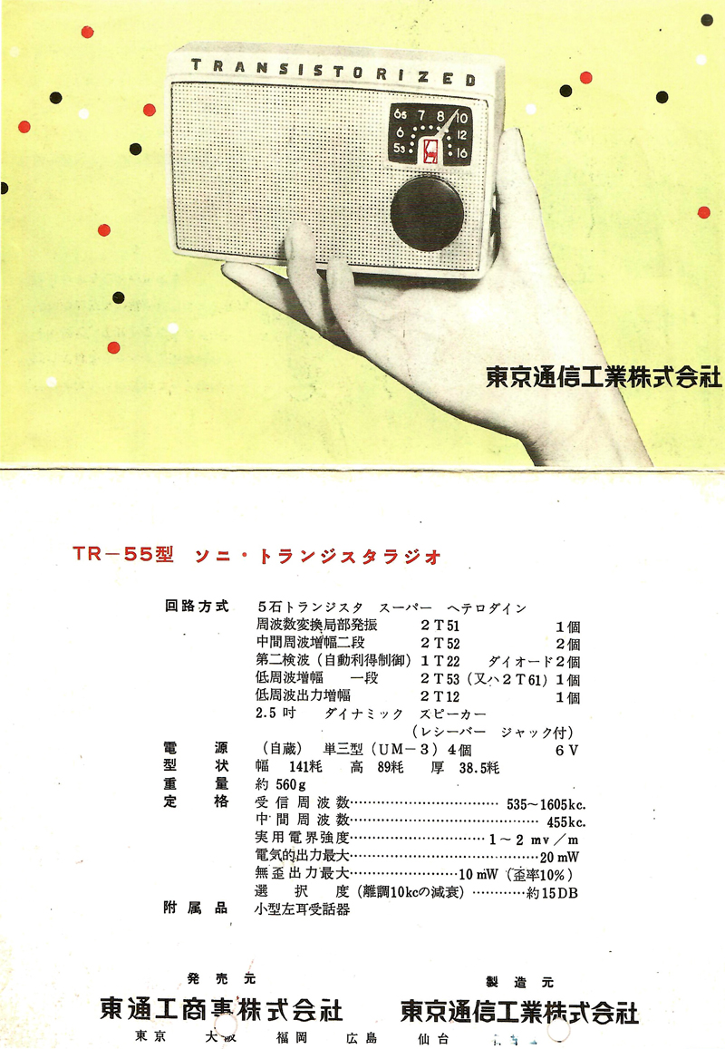 Sony TR-55 brochure