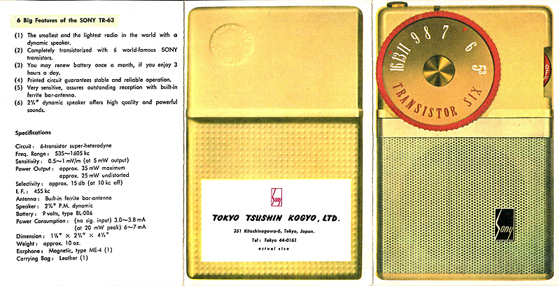 Sony TR-63 booklet