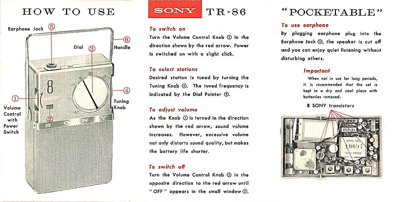 Sony TR-86 booklet