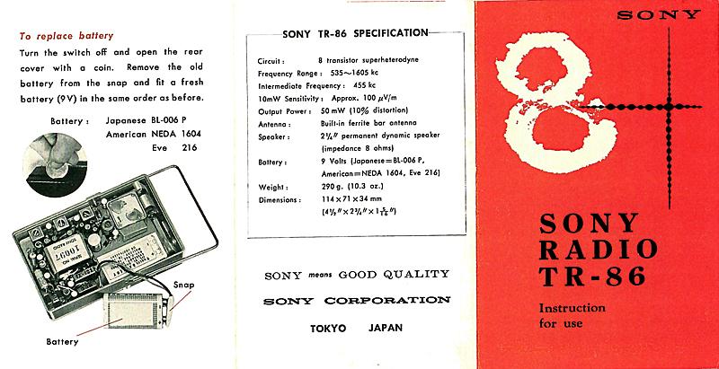 Sony TR-86 booklet
