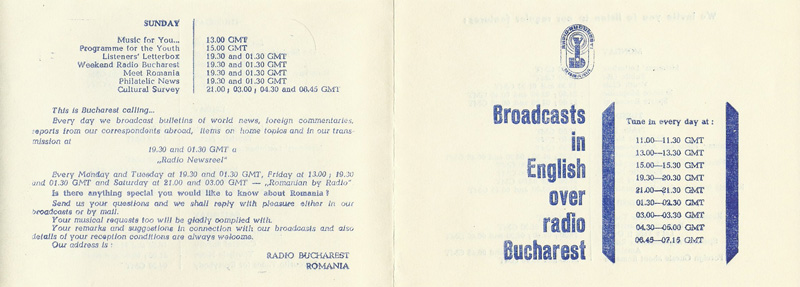 1970 Radio Bucharest Romania program 