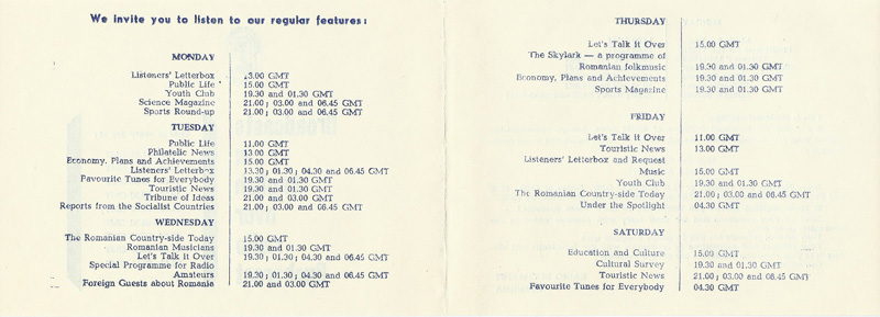 1970 Radio Bucharest Romania program 