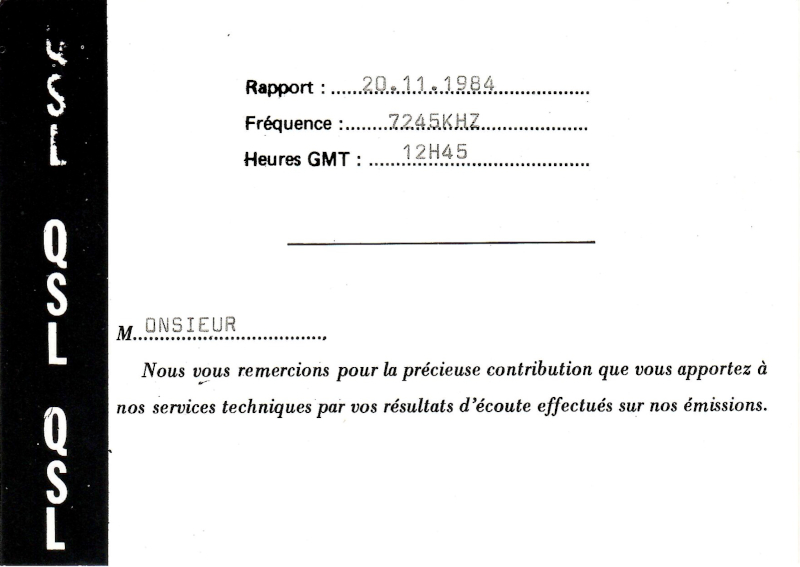 Radiodiffusion Algerienne, Algeria, 1984