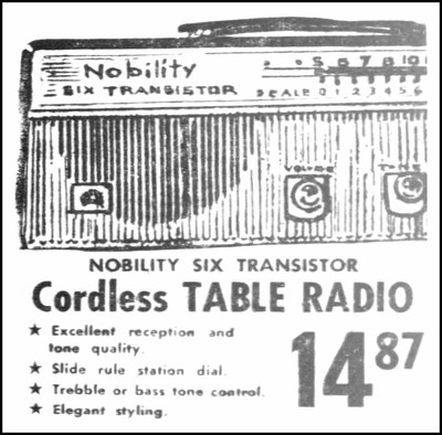 Nobility tabletop transistor radio ad